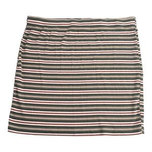 No Boundaries Pull On Elastic Waist Striped Mini Skirt 2XL Green Peach White